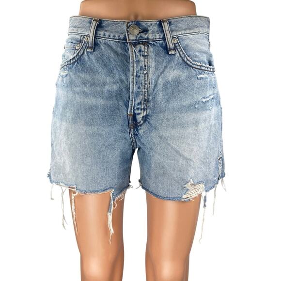 Rag & Bone Blue Vintage Cutoff High Rise Distressed Denim Jeans Shorts Size 26 - Picture 1 of 6